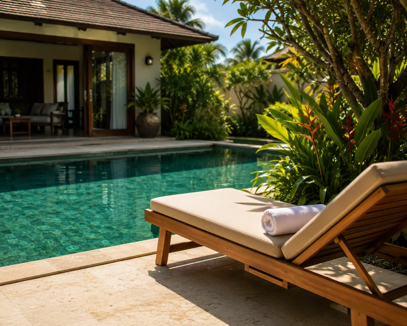 The private pool at Villa Crystals